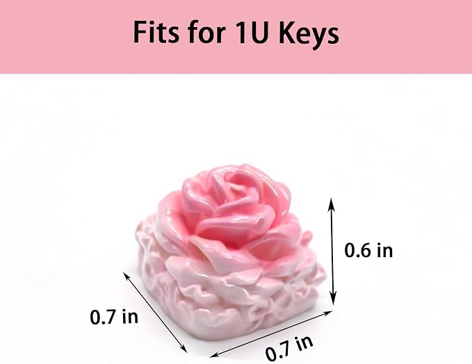 Artisan Keycaps, Cute Blooming Flower Custom Cover Caps for MX Mechanical Keyboard, Resin Handmade 1U Single Replacement for Esc Del Arrow Key (Pink Rose)
