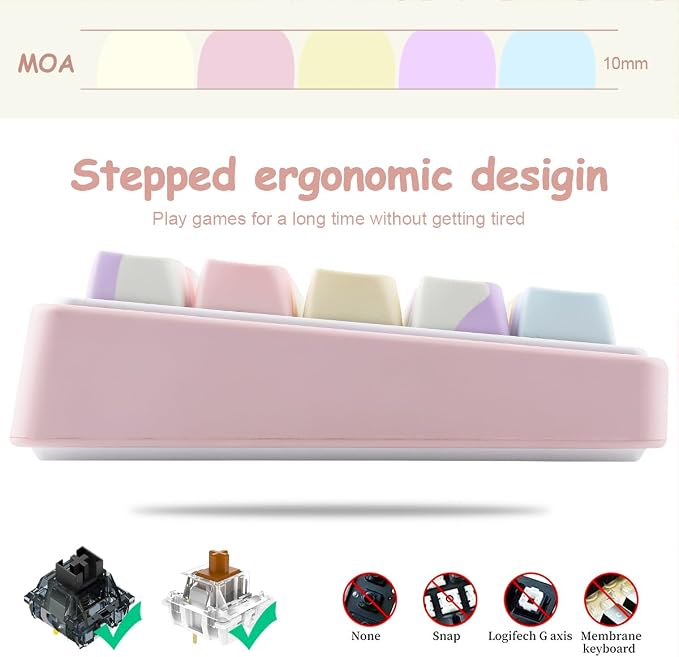 Tsungup PBT Keycaps Mao Profile-Pink Cream Keycap,127 Keys Cute Hiding Cat Theme Custom Key Caps Keyboard Keycaps, Dye Sub Keycap Set for 60%,65%,75%,100% Mechanical Keyboard
