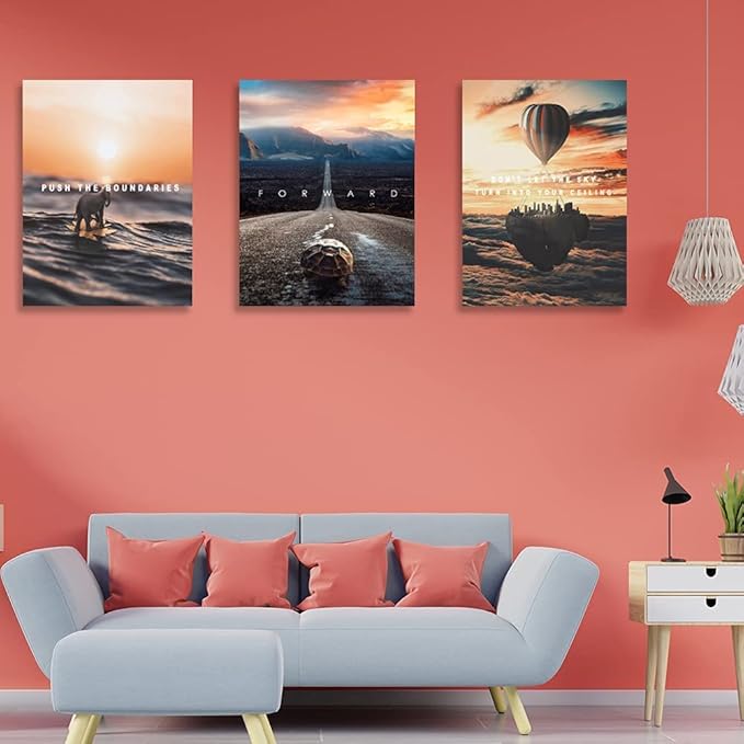 Halioyo Motivational Posters Canvas Painting, 3 Panel Inspirational Wall Art Entrepreneur Quote Office Wall Decor Picture Prints Artwork for Living Room Bedroom Home Decoration,24x36inch