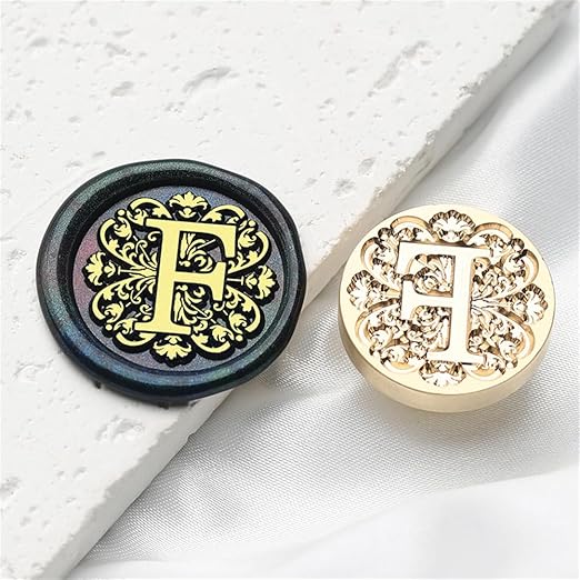 Flower Initial Alphabet F Wax Seal Stamp & Eucalyptus Love Sealing Stamp with Wax Stamp Brass Head Ideal for Wedding Invitations Gift Wrapping Christmas (Floral F)