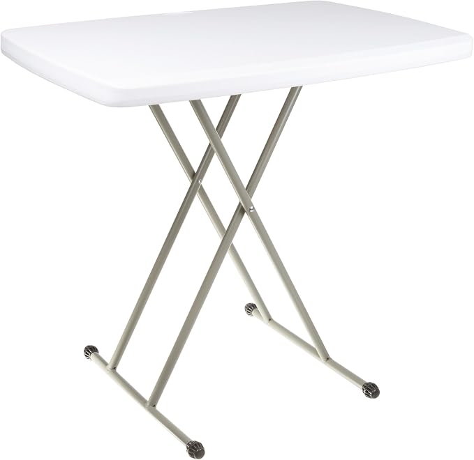 30 Inch - Small Desk Adjustable Height TV Tray for Laptop,Couch, Camping - Heavy Duty Utility Foldable Table for Small Spaces, Portable White Granite Folding Table