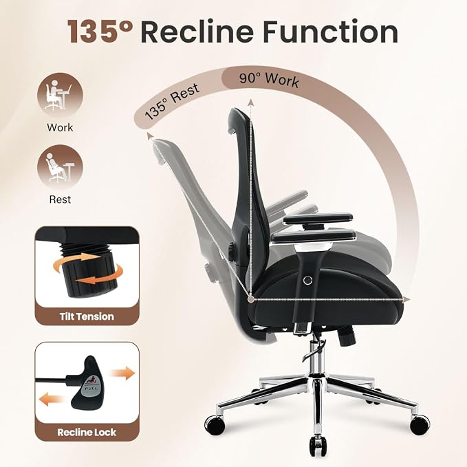 700lbs Big and Tall Office Chair for Heavy People Ergonomic Mesh Desk Chair with Wide Thick Seat Cushion,Adjustable Lumbar Support and 4D Armrests for Aitting All Day