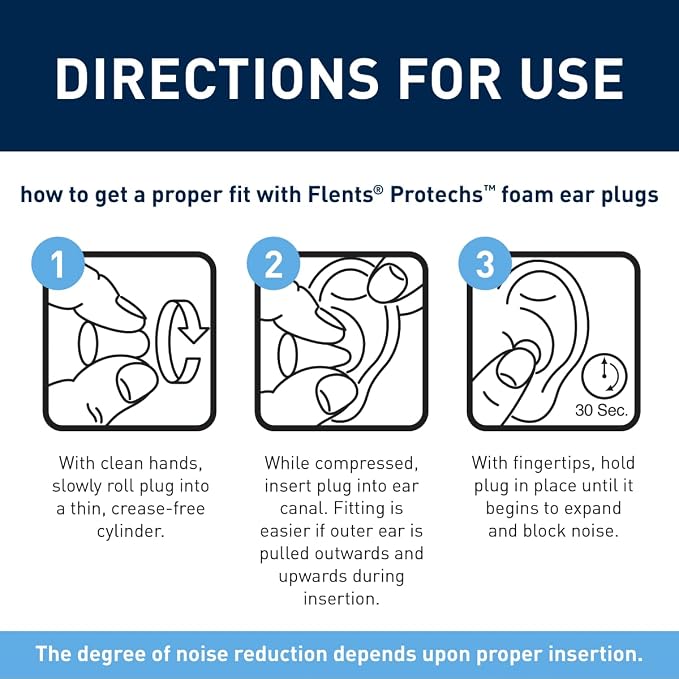 Flents Protechs Foam Ear Plugs for Sleeping, Snoring, Traveling, Concerts, Construction & Studying, Ultra Soft & Comfortable, Blue, 10 Pairs, NRR 32 Hearing Protection for Loud Noise