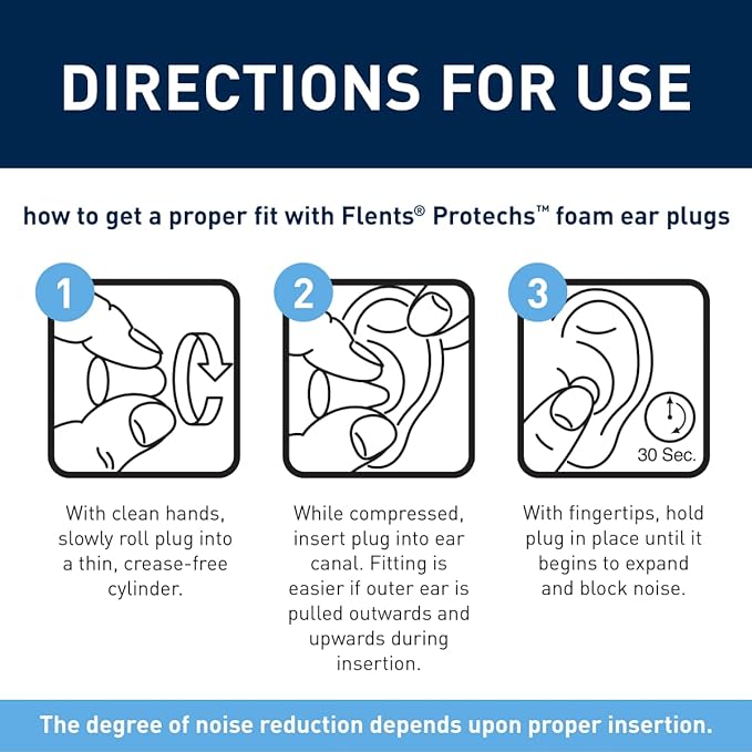 Flents Protechs Foam Ear Plugs, 50 Pair for Sleeping, Snoring, Loud Noise, Traveling, Concerts, Construction, Studying, Work, Shooting, Contour to Ear, NRR 33, Noise Cancelling, Green, Made in the USA