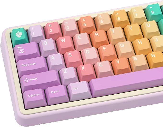 Custom Rainbow Color Keycaps, 150 Keys PBT Keycap Cherry Profile, Dye-Sublimation Colorful Keycaps for 61/64/68/84/87/100/104/108 Cherry MX Mechanical Keyboards