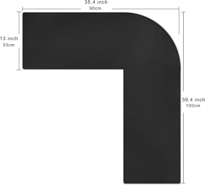Cacoy L Shaped Computer Desk Pad, 35.4"x39.4" PU Leather Corner Desk Mat, Large L-Shaped Gaming Mouse Pad for Office and Home, Black
