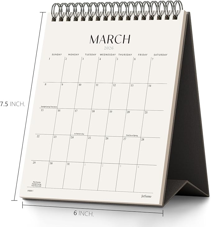 Jotsome Desk Calendar 2026-2027, Small Standing Flip Desktop Calendar From Now to June 2027 for Home and Office, Easy Organizing, Gift for the Holidays (Black, Small)