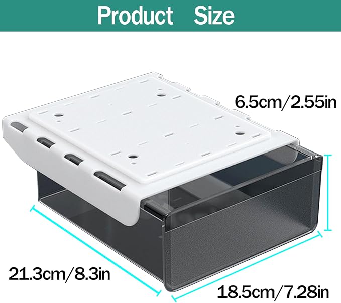 SVNNELP Under Desk Table Drawer Storage Organizer Slide Out, Attachable Hidden Self-Adhesive Under Desk Pencil Tray Drawer for Office/Classroom/Home (Clear Black/M)