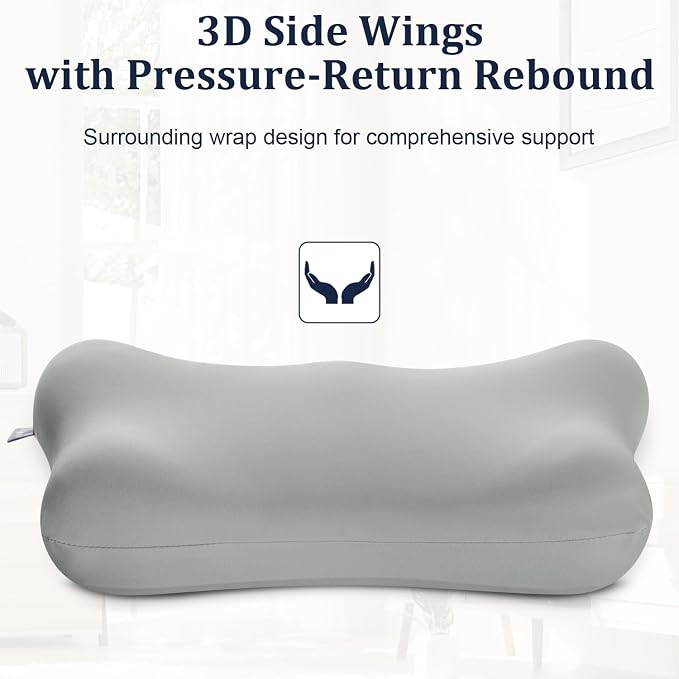 Lumbar Support Pillow for Office Chair Car Lumbar Pillow Lower Back Pain Relief Ergonomic Design Gray Memory Foam Chair Back Cushion Ideal for Home, Office, Gaming