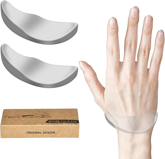 JIKIOU Right-Handed Truly Ergonomic Wrist Rest for Mouse 2 Pack, Carpal Tunnel Support, Pain Relief, Anti-Fatigue, Easy Glide, Office Computer Laptop Gaming (Right-Handed-Grey)