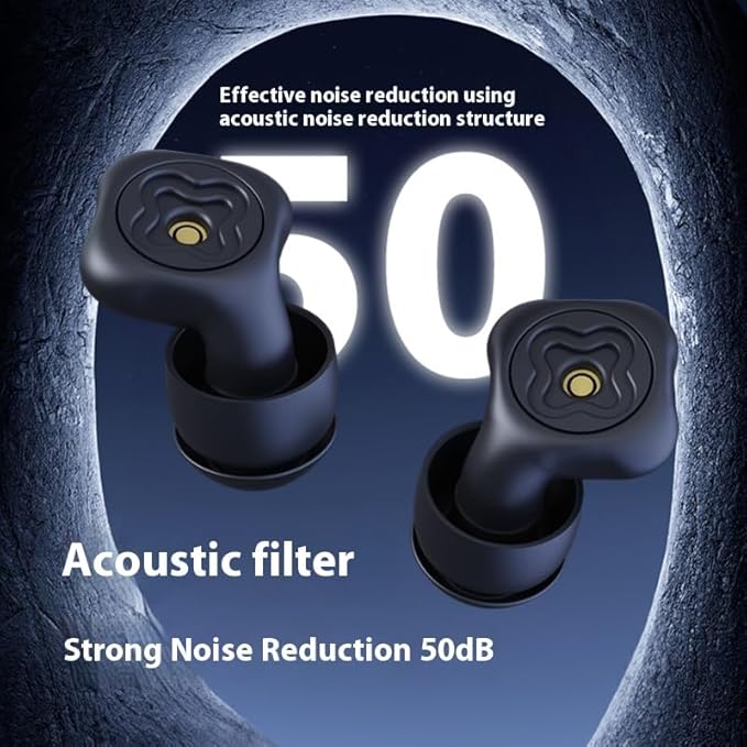 Ear Plugs for Sleeping, 50dB Reusable Noise Cancelling Silicone Hearing Protection with 8 Ear Tips for Sleep, Travel, Deep Focus