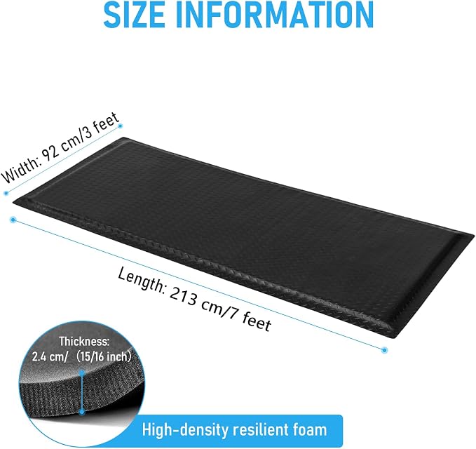 Anti Fatigue Mat 3x7 Ft 15/16" Thick Soft Sponge Ergonomic Mat | Comfort Extended Floor Mat Vigorous Diamond Mat Resolute Standing Mat Dock Warehouse Packing Station Fulfillment Center Black