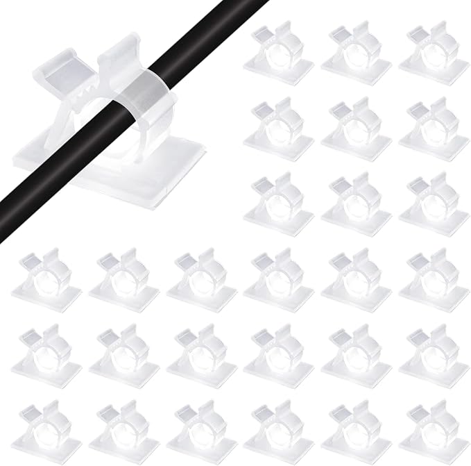 Viaky 30Pcs Adhesive Cable Clips Translucent Wire Organize Cables Holder | Nylon Adjustable Cable Management Clips, Adhesive Organizers for Desk,Wall,Car, Wire Clips Work for Cable Width 0.4''(10mm)