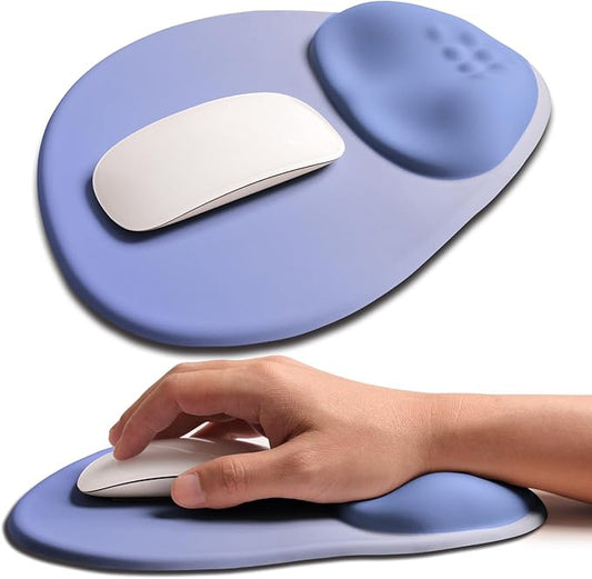 Palm-Rest and Wrist-Hugging Mouse Pad Wrist Rest, Ergonomic Wrist Support with Curve Fitting Cushioned Memory Foam for Carpal Tunnel Pain Relief, 9.9 x 8.3 Inch, Purple Ombre