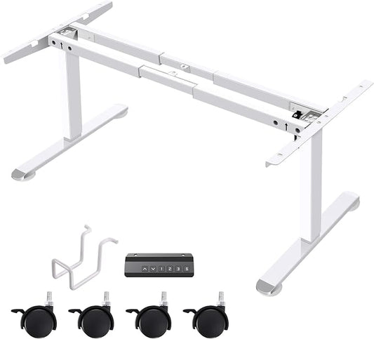 Electric Standing Desk Frame,Compatible Desktop Size 43″-72″ and 187 lbs Weight,Memory Controller Height Adjustable Frame,White Frame Only