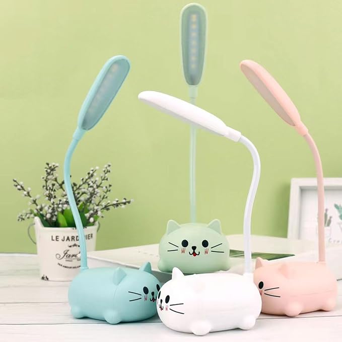 LED Desk Lamp for Kids,Mini Cat Night Light, Cute Cat Foldable USB Rechargeable Reading Light Bedroom Children's Bedside Study (Blue)