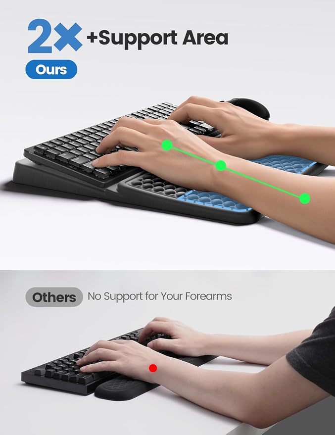 Vaydeer Keyboard Wrist Rest for Computer, Ergonomic Large Keyboard Mat Pad with Wrist Support, Soft Memory Foam Keyboard Stand for Desktop Gaming Home Office Carpal Tunnel Pain Relief