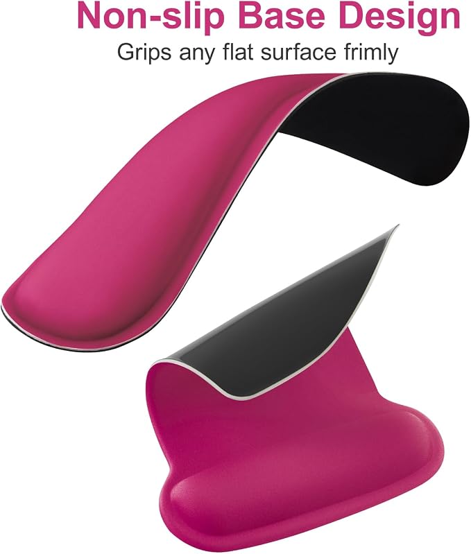 MOSISO Wrist Rest Support for Mouse Pad & Keyboard Set, Ergonomic Mousepad Non-Slip Base Home/Office Pain Relief & Easy Typing Cushion with Neoprene Cloth & Raised Memory Foam, Rose Red