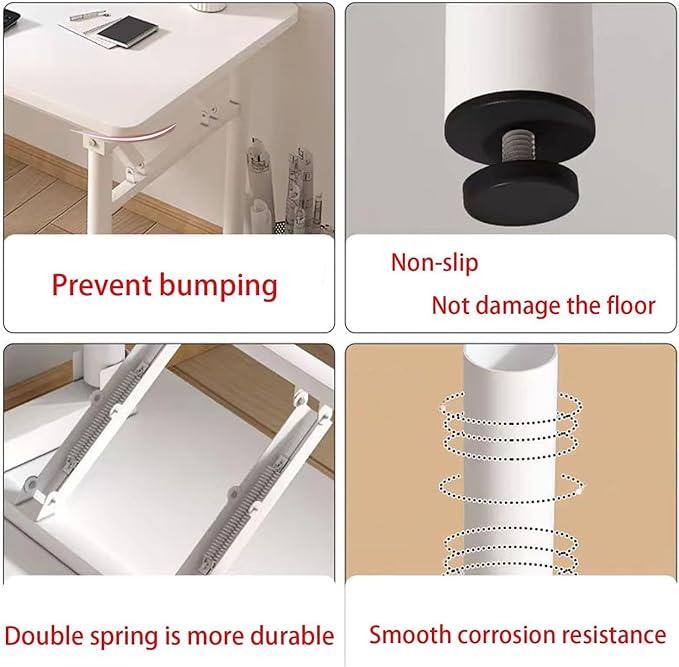 Folding Desk, 39.4" Foldable Desk for Small Spaces - Space Saving Folding Computer Desk, Portable Compact Design for Home Office, Bedroom, Dorm & Apartment, No Assembly Required