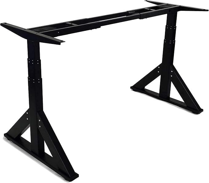 VJ205 Electric Height Adjustable Sitting Standing Desk Frame Sit Stand - Dual Motors 3 Stages Motorized Desk Base Only, Black