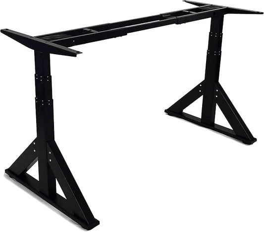 VJ205 Electric Height Adjustable Sitting Standing Desk Frame Sit Stand - Dual Motors 3 Stages Motorized Desk Base Only, Black
