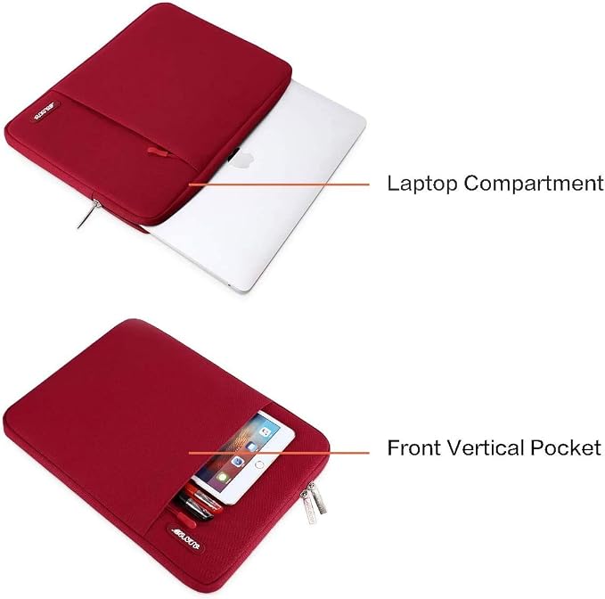 MOSISO Laptop Case 15 inch, 15 inch Laptop Sleeve Compatible with MacBook Air M5 A3448 M4 A3241 M3 A3114 M2 A2941 2026-2023, Dell XPS, Polyester Vertical Computer Sleeve Bag with Pocket, Red