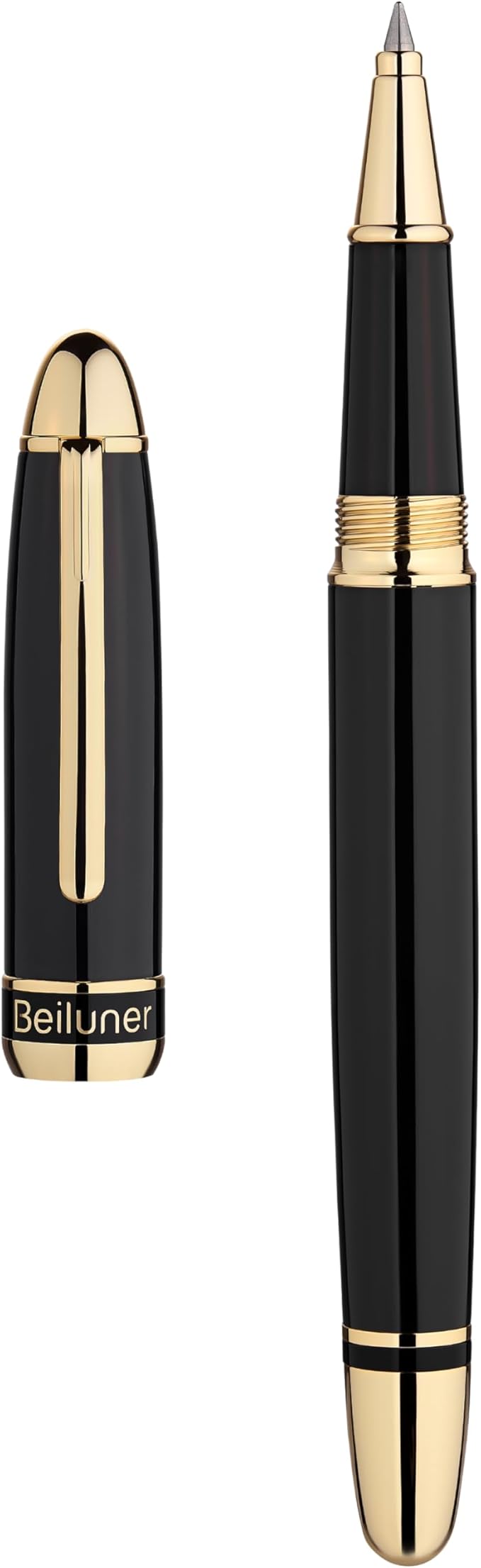 BEILUNER 315 Luxury Rollerball Pen, with 24K Gold Finish, Black Piano Lacquer, Luxury Grade Craftsmanship, Best Pen Gift Set for Men and Women, Professional, Executive, Office, Fancy, Nice Pens