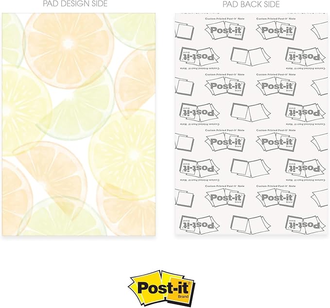 Citrus Vibes Note Assortment / 4" x 6" Tropical Repositionable Sticky Notes/Set of 5 Colorful Fruit Themed Pads/Made in The USA