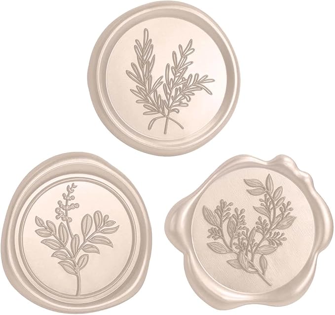 60 Pcs Wax Seal Stickers Set (3 Designs in 1 Pack) - Adhesive Backed Elegant Floral Designs for Wedding Invitation Envelope Seal Stickers Gift Wrapping (Champagne)