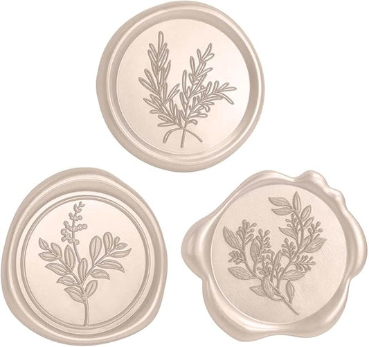 60 Pcs Wax Seal Stickers Set (3 Designs in 1 Pack) - Adhesive Backed Elegant Floral Designs for Wedding Invitation Envelope Seal Stickers Gift Wrapping (Champagne)