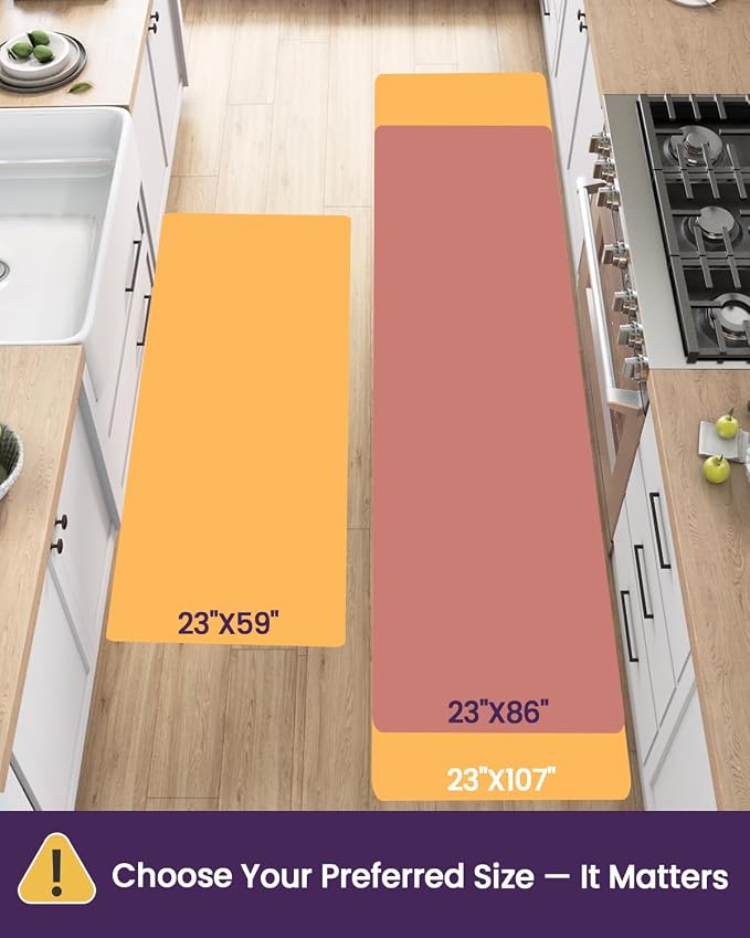 DEXI Kitchen Mats for Floor Cushioned, 23x107 Extra Large Long Runner Rug Non Slip, Waterproof Soft Comfort Standing Padded Anti Fatigue Decorative, Brown Beige