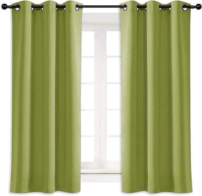 NICETOWN Blackout Curtain Blind for Bedroom, Single Panel, W42 x L54 inches, Fresh Green, Thermal Insulated Grommet Blackout Room Darkening Drape/Drapery