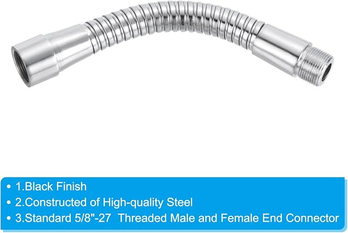 PATIKIL 6" Microphone Gooseneck, 5/8"-27 Thread Metal Universal Hose Flexible Arm Gooseneck Tube Extension for Multifunction DIY, Silver Tone