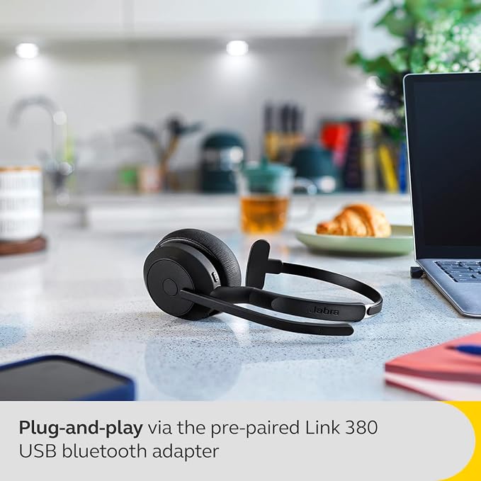 Jabra Evolve2 55 Mono Wireless Headset - Features AirComfort Technology, Noise-Cancelling Mics & Active Noise Cancellation - Works with UC Platforms Such as Zoom & Google Meet - Black