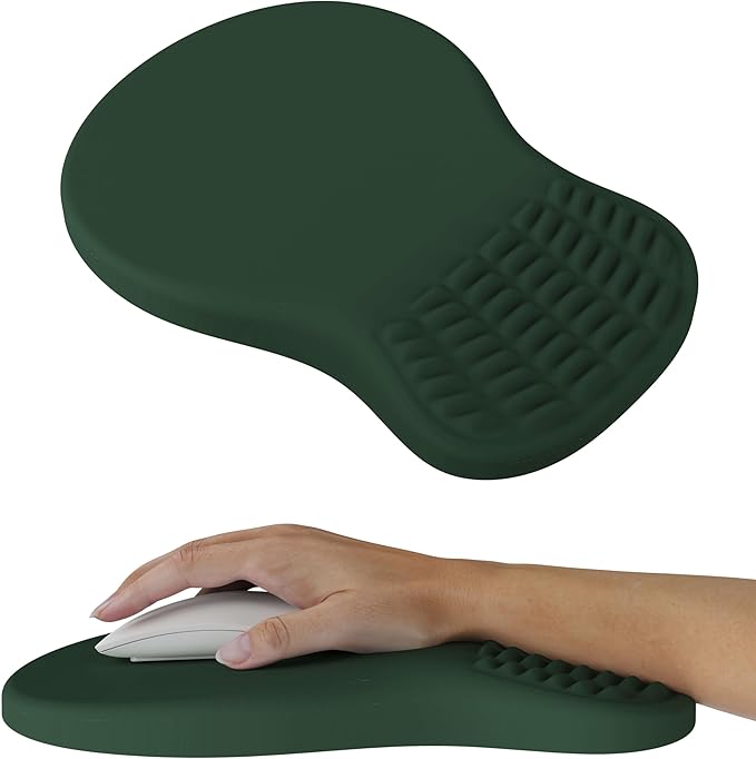 MEKASS Ergonomic Mouse Pad with Wrist Rest, Memory Foam Mousepad for Carpal Tunnel Pain Relief, Desk Computer Wrist Support Mouse Pad with Non-Slip PU Base for Office Home (Army Green)