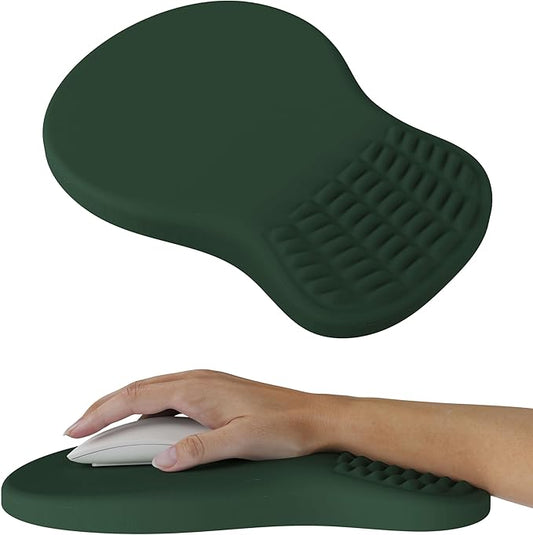 MEKASS Ergonomic Mouse Pad with Wrist Rest, Memory Foam Mousepad for Carpal Tunnel Pain Relief, Desk Computer Wrist Support Mouse Pad with Non-Slip PU Base for Office Home (Army Green)