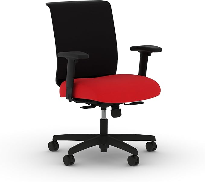 HON Convergence Ergonomic Office Chair with Mesh Back, Adjustable Arms, Lumbar Support, Synchro‑Tilt Desk Chair with Wheels for Home Office or Computer Use, Black Frame, Ruby