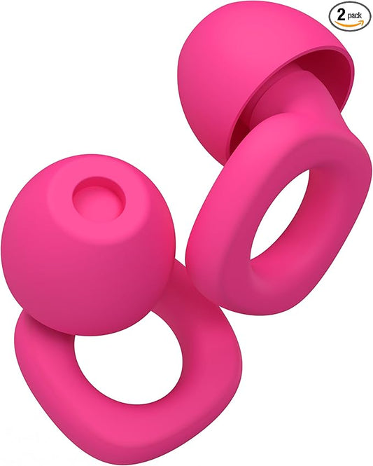 Audree Soft Ear Plugs for Noise Reduction, Reusable Flexible Earplugs for Sleep, Travelling, Focus, Study & Noise Sensitivity, 28dB Noise Cancelling, 8 Silicone Ear Tips in XS/S/M/L, Rose