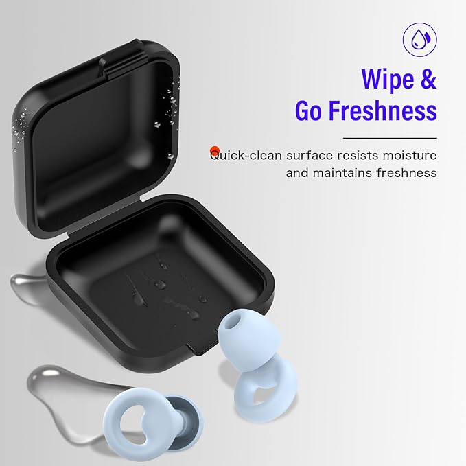 Ear Plugs for Sleeping Noise Cancelling, Reusable 35-46dB Noise Reduction Earplugs with 7 Silicone Ear Tips & Carry Case, Comfortable Hearing Protection for Sleep, Work, Study, Travel & Concerts Blue