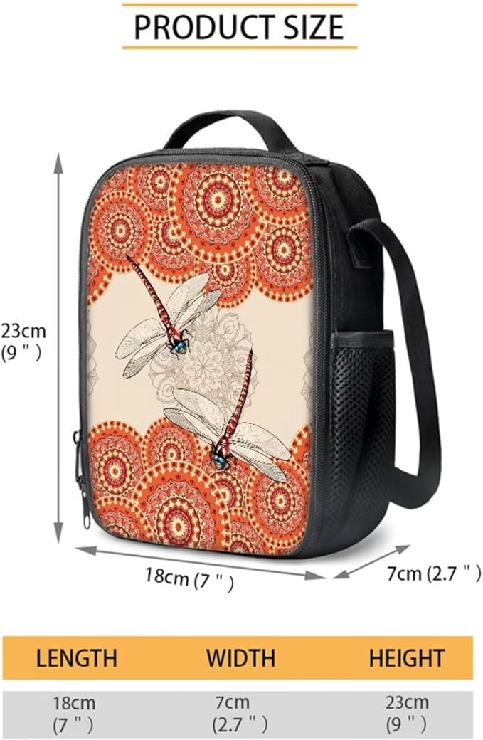 Dragonfly Large Backpack Set for Girls with Lunch Box and Pencil Bag Fashion School Book Bag and Lunch Bag Set for Toddler Girls Backpacks Back to School Supplies