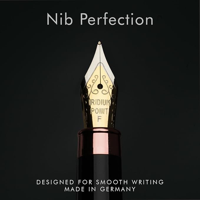 Wordsworth & Black Fountain Pen Set, Luxury Bamboo Wood - Fine Nib, Gift Case; Includes 6 Ink Cartridges, Ink Refill Converter -Journaling, Calligraphy; Drawing, Smooth Writing [Violet Wood]