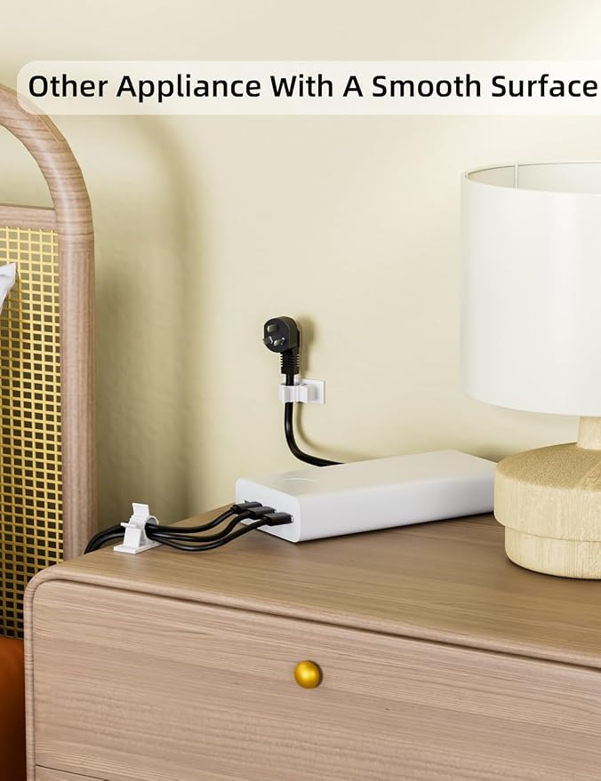 Viaky White Adhesive Cord Clips, 30Pcs Cable Clamps Adjustable Wire Holder | Reusable Nylon Electric Cord Organizer for Car Home Office Desk Wall Nightstand Cable Clips for Cable Width 0.6''(15.4mm)