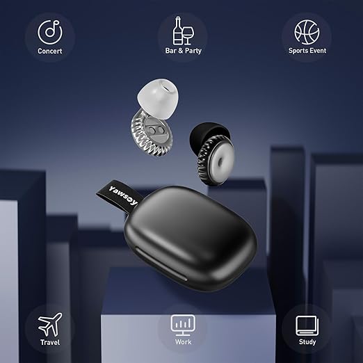 Concert Ear Plugs, 2 Pairs Silicone Reusable Soft High Fidelity Noise Cancelling Ear Plugs for Concerts, Festival, Sleep, DJs, Musicians, Noisy Workplace, Focus, Travel, Work
