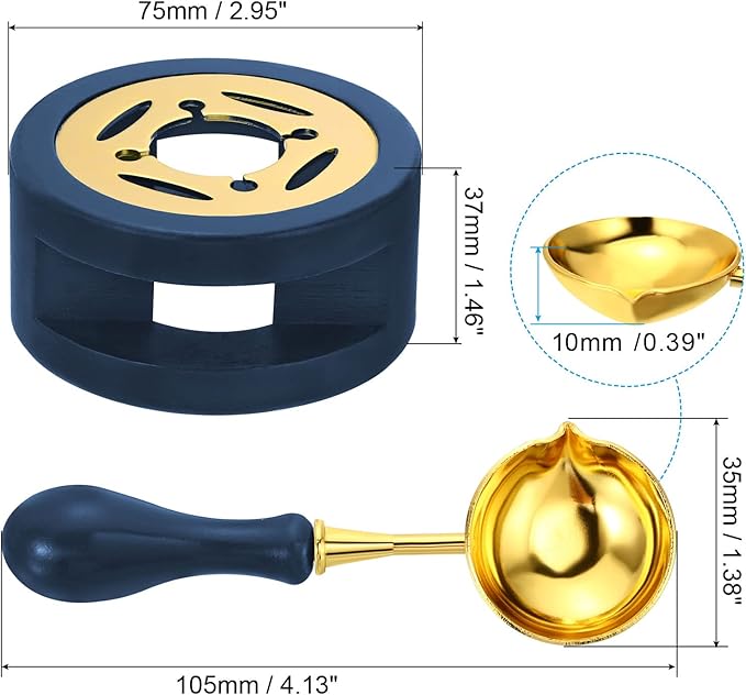 PATIKIL Wax Seal Kit, Seal Warmer With Melting Spoon, Retro Melt Stove Pot Furnace Tool for Sealing Beads Stamp Letter Envelope, Blue