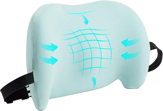 BYMECOST Lumbar Support Pillow for Office Chair, Car Lumbar Pillow Lower Back Pain Relief, Memory Foam Back Cushion, Ergonomic Chair Back Pillow for Gaming, Traveling, Car, Bed (Green)