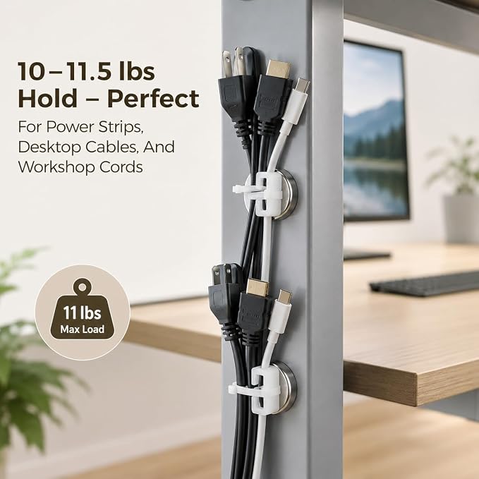 Magnetic Cable Zip Tie Mounts Kit, 50 Pcs Holders with 200 Pcs Cable Ties, Heavy-Duty Magnetic Wire Management for Desk, Office, Home, Automotive, Marine, Multipurpose Cable Clips Organizers, Silver