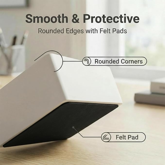 Concrete Desk Organizer Set of 2 - Minimalist Sticky Note Holder & Paper Clip Dispenser - Heavy Duty Office Desk Accessories with Non-Slip Base for Home Workspace Organizer & Desk Decor, White