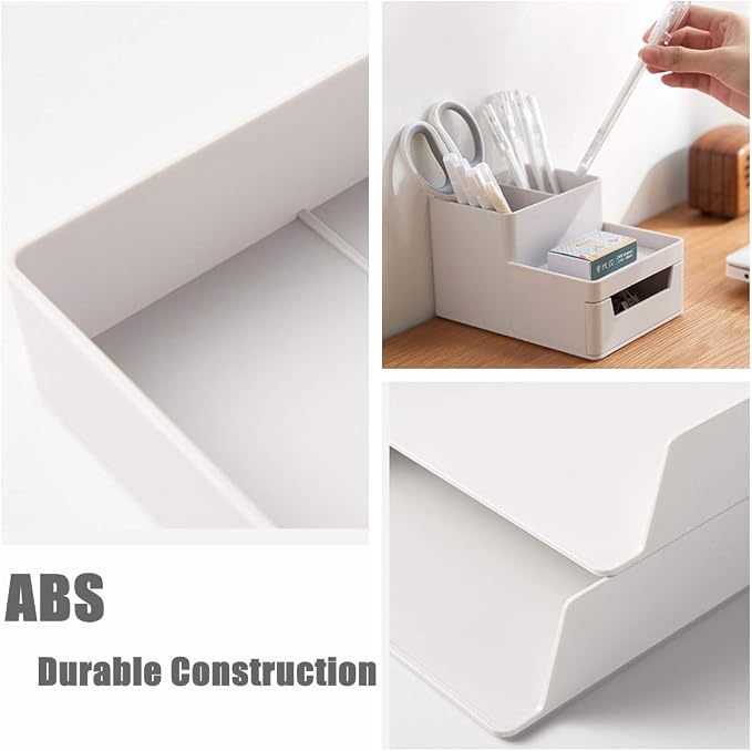 Desk File Organizer Vertical Document Letter Tray Wall File Holder with Drawer Organizer for Office Home (White, Small)