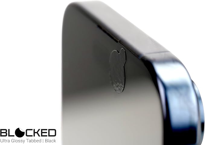 BLOCKED Original Vinyl Webcam Cover Stickers | Restickable & Stackable Privacy Covers | for All Camera-endable Devices | 3-Sizes | 57 Black Tabbed (Ultra Glossy)
