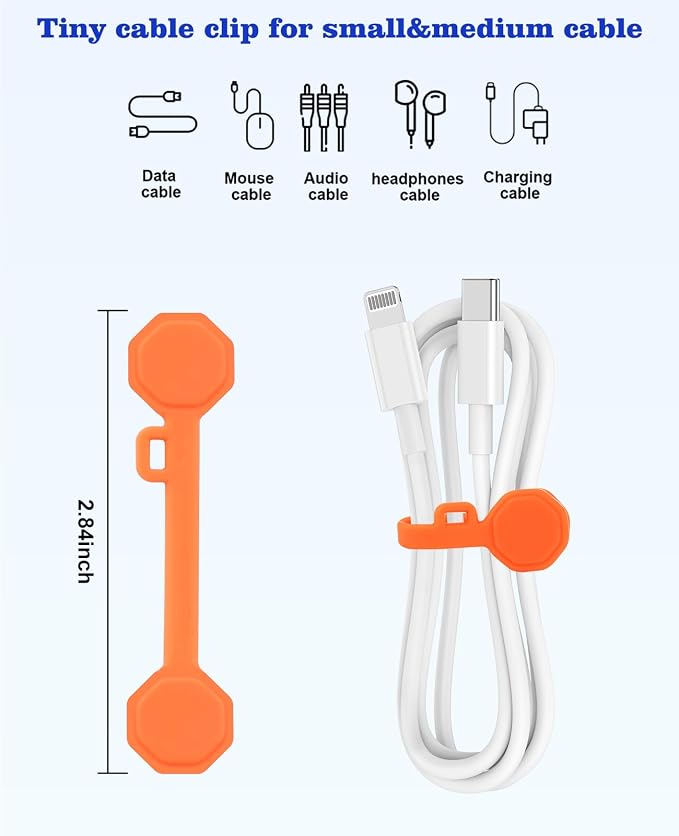 13 PCS Silicone Magnetic Cable Ties, Reusable cord Organizer clips | magnet cord holder for phone charging, compatible with USB/lightning cables, bookmarks, whiteboard magnets, fridge magnets